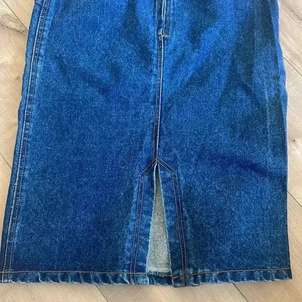 Vintage Y2K Jordache MIDI Denim Skirt Front Slit Sz 9/10 - Picture 3 of 7